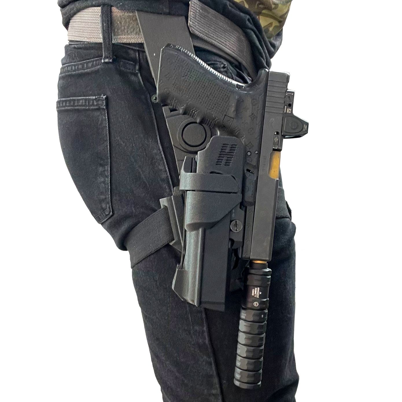 drop leg attachment and suppressed firearm