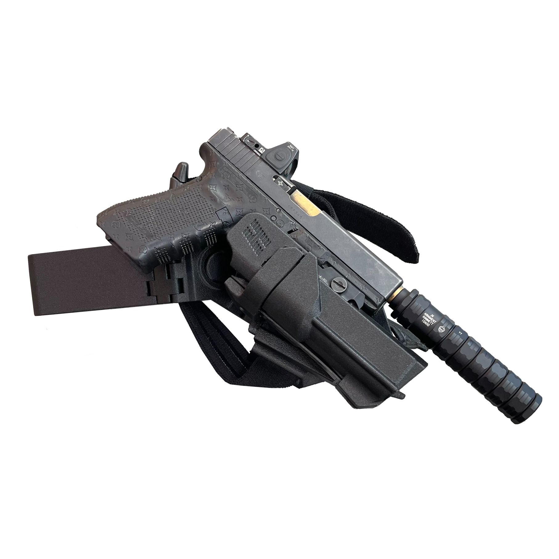 drop leg attachment with hush holster